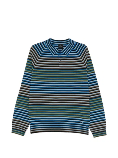 Ps By Paul Smith Ps Paul Smith Stripe Merino Wool Crewneck Sweater In Blue
