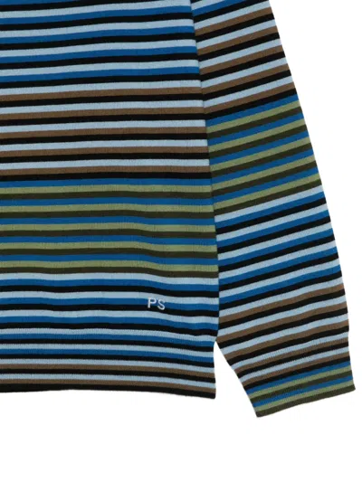 Ps By Paul Smith Ps Paul Smith Stripe Merino Wool Crewneck Sweater In Blue