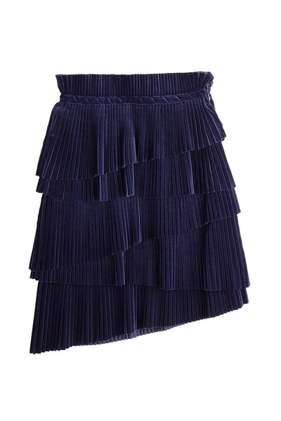Marco De Vincenzo Pleated Velvet Skirt With Asymmetric Hemline