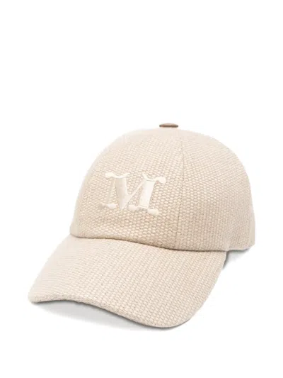 Max Mara Initial Embroidered Cap In Neutral