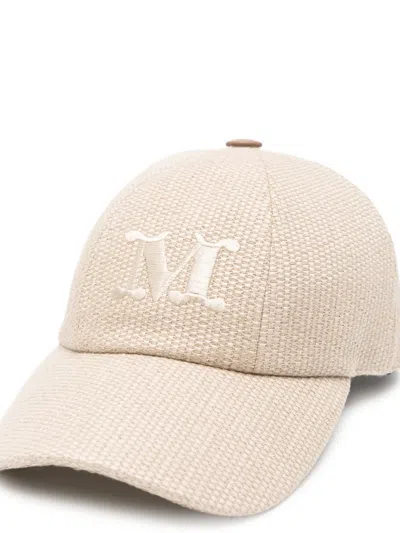 Max Mara Initial Embroidered Cap In Neutral