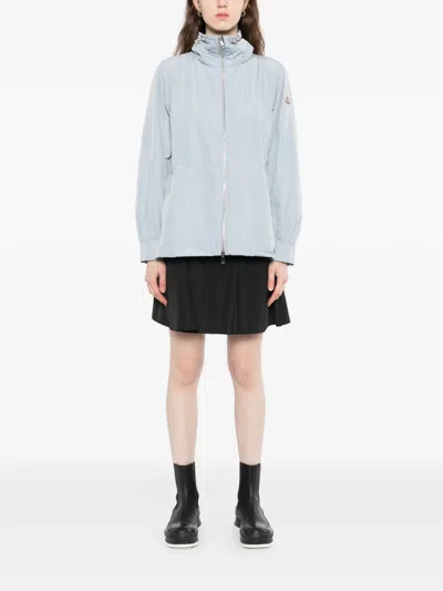 Moncler Enette Hooded Short Parka Jacket In Blue