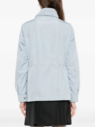 Moncler Enette Hooded Short Parka Jacket In Blue