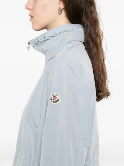 Moncler Enette Hooded Short Parka Jacket In Blue
