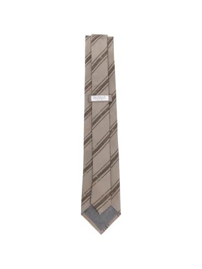 Brunello Cucinelli Textured Tie Diagonal Stripe Pattern In Multi