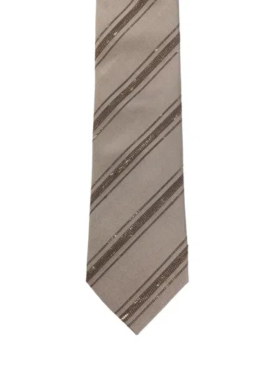Brunello Cucinelli Textured Tie Diagonal Stripe Pattern In Multi