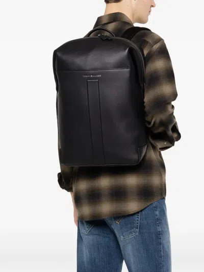 Tommy Hilfiger Embossed-logo Backpack In Black