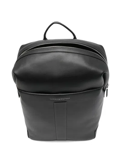 Tommy Hilfiger Embossed-logo Backpack In Black