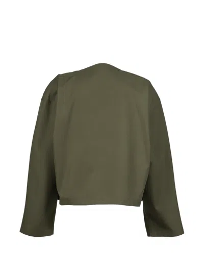 Hed Mayner Collared Cutwork Jacket In Green