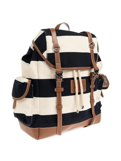 Paul & Shark Striped Drawstring Backpack In Multi