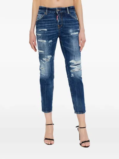 Dsquared2 Distressed Trousers In Blue