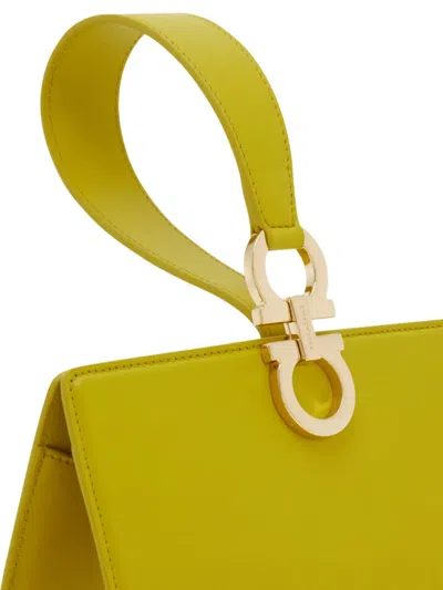 Ferragamo Double Gancio Leather Mini Clutch In Gray