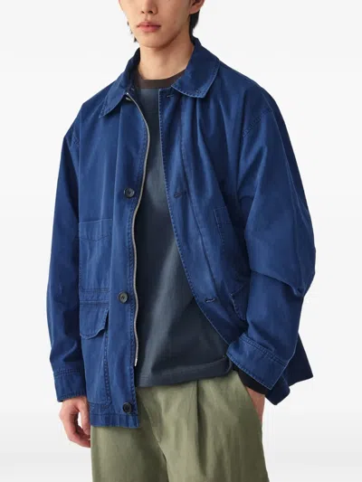 Tomboy Button-up Washed-effect Jacket In Blue