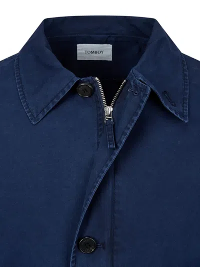 Tomboy Button-up Washed-effect Jacket In Blue