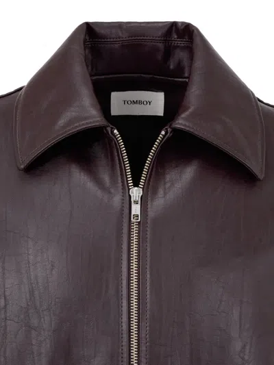 Tomboy Collared Bomber Jacket In Brown
