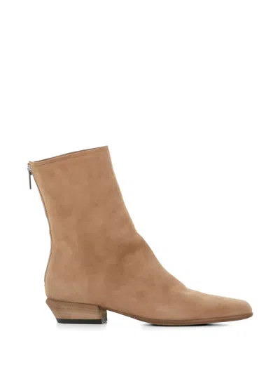 Pantanetti Zip Suede Boots In Neutral