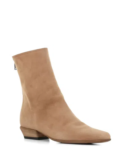 Pantanetti Zip Suede Boots In Neutral