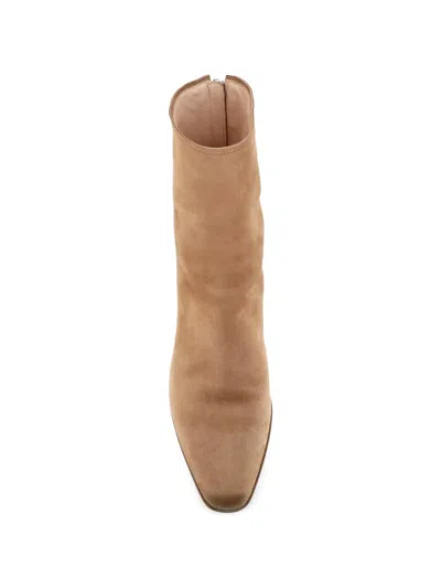 Pantanetti Zip Suede Boots In Neutral