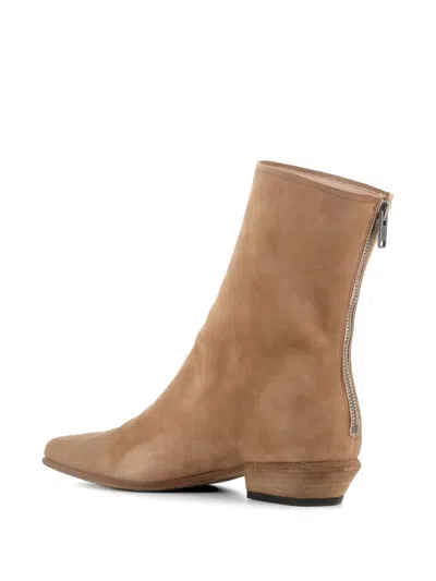 Pantanetti Zip Suede Boots In Neutral