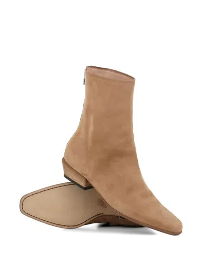 Pantanetti Zip Suede Boots In Neutral