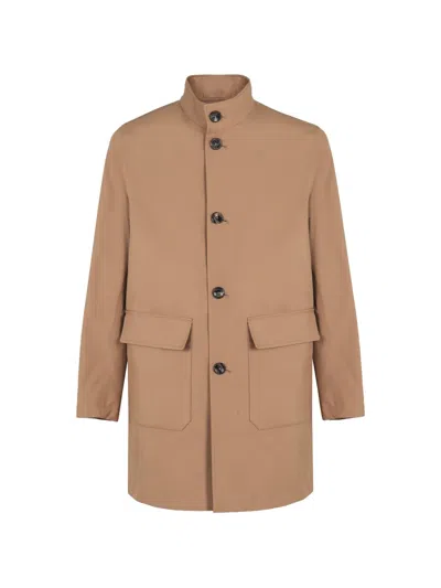 Herno Long-sleeved Button-up Coat In Brown