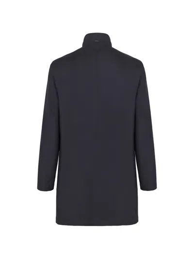 Herno Blue Camel Polyester Raincoat In Black