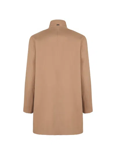 Herno Long-sleeved Button-up Coat In Brown