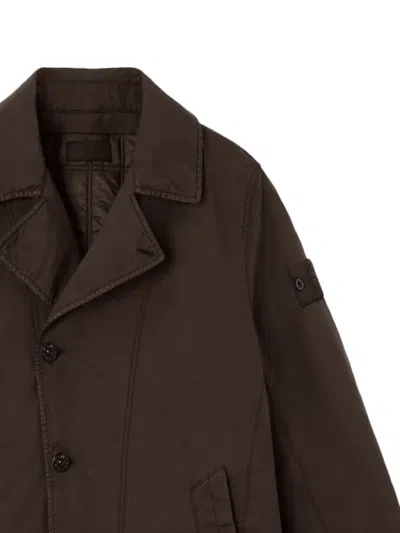 Stone Island Buttoned Patch Coat In Brown