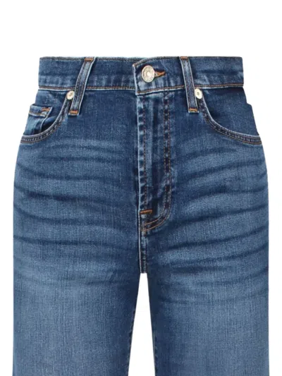 Seven Whiskering-effect Five-pockets Jeans In Blue