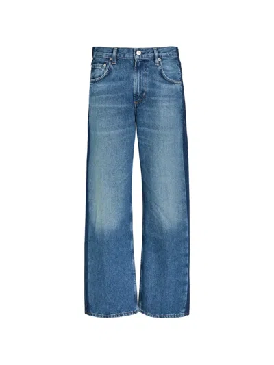 Citizen Of Humanity Lindz Low Rise Easy Straight With Tuxedo Stripe Jeans In Blue