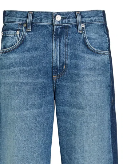 Citizen Of Humanity Lindz Low Rise Easy Straight With Tuxedo Stripe Jeans In Blue