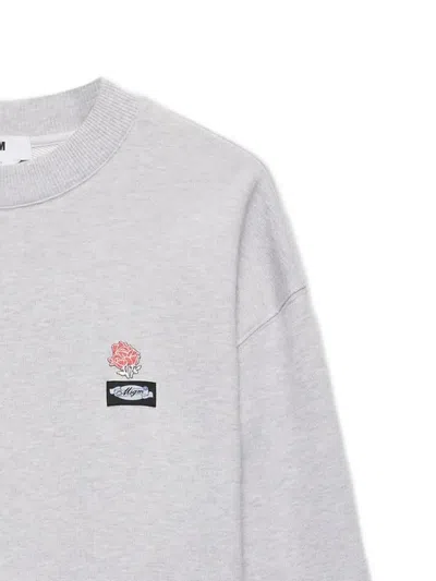 Msgm Logo Embroidered Sweatshirt In Gray