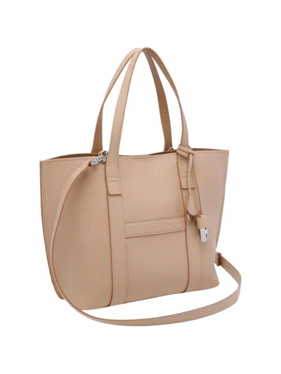 Hogan Small Script Leather Shoulder Bag In Brown