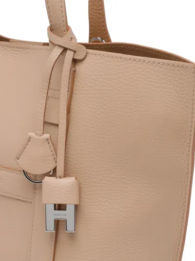 Hogan Small Script Leather Shoulder Bag In Brown