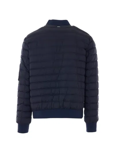 Herno Blue Down Jacket With Frontal Zip Closure In Blue