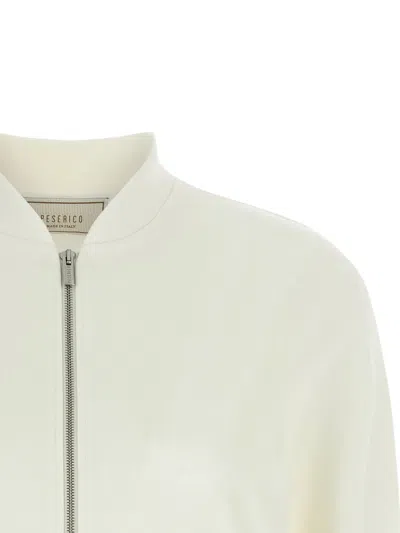 Peserico Punto Luce Sweatshirt Ribbed Cuffs Pockets In White