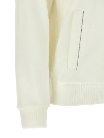 Peserico Punto Luce Sweatshirt Ribbed Cuffs Pockets In White