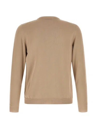 Zanone Cotton Crew Neck Sweater Long Sleeves In Brown