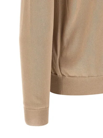 Zanone Cotton Crew Neck Sweater Long Sleeves In Brown