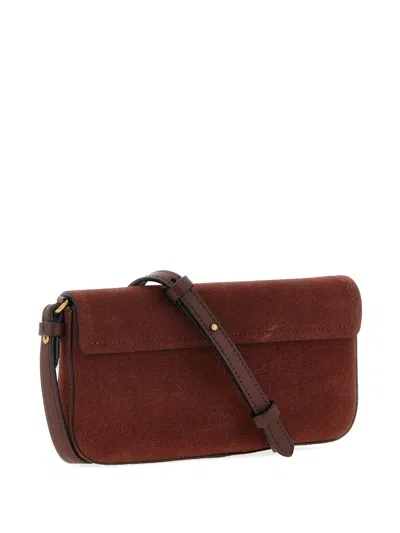 Pinko Medium Suede Clutch Bag Adjustable Strap In Red