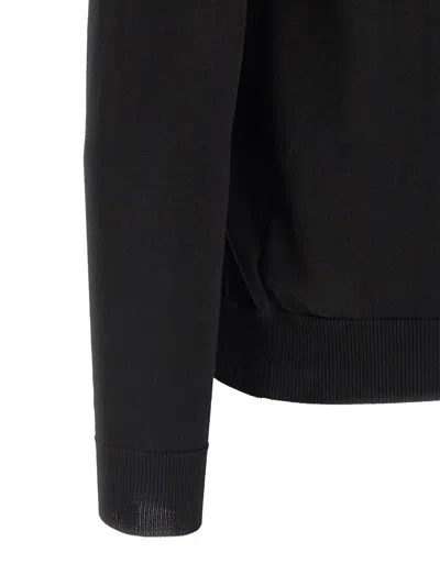 Zanone Cotton Knit Sweater Long Sleeves Ribbed Finishes In Black