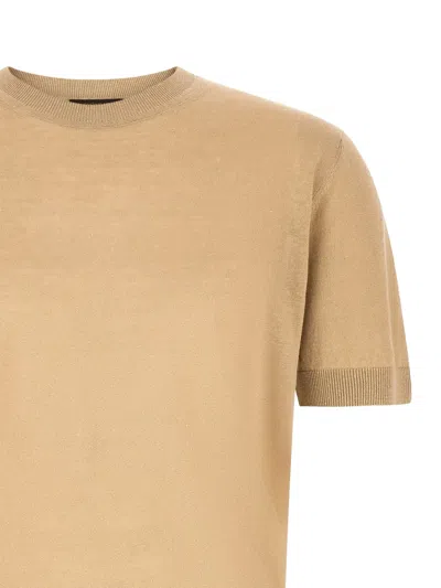 Zanone Crew-neck Short-sleeve T-shirt In Brown