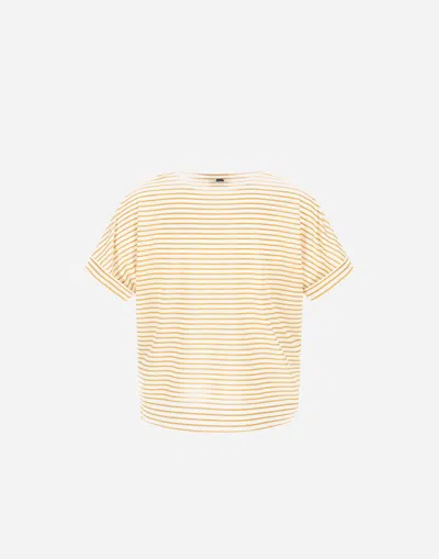 Herno Striped Lyocell Blend T-shirt In Yellow