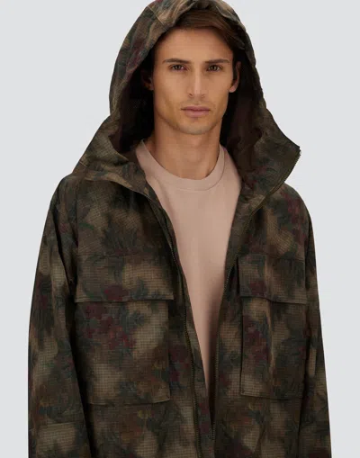 Herno Multicolor Tropical Pattern Ripstop Nylon Parka In Green