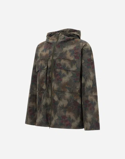 Herno Multicolor Tropical Pattern Ripstop Nylon Parka In Green