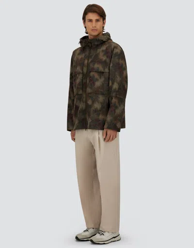 Herno Multicolor Tropical Pattern Ripstop Nylon Parka In Green