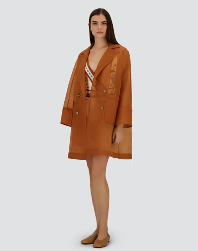 Herno Sheer Trench Coat Double Breasted Design In Brown