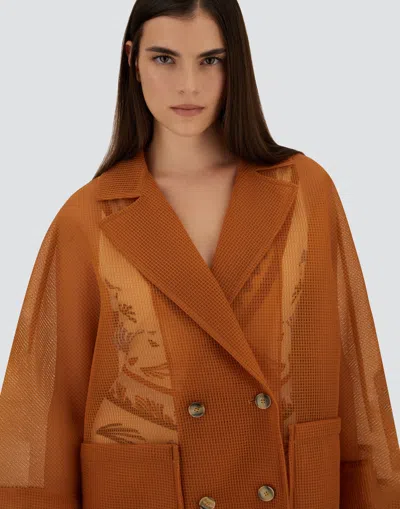 Herno Sheer Trench Coat Double Breasted Design In Brown