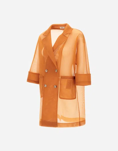 Herno Sheer Trench Coat Double Breasted Design In Brown