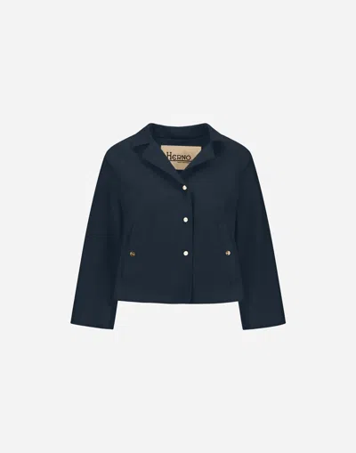 Herno Buttoned Collar Jacket In Blue